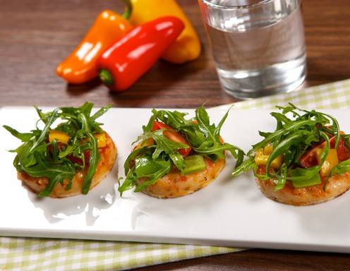  	Mini-Pizze mit Rucola