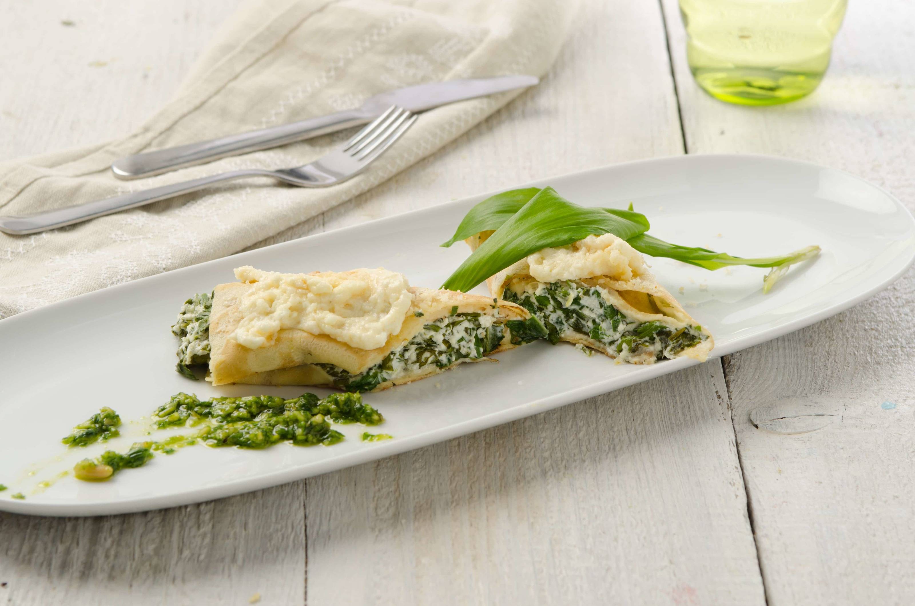 Überbackene Bärlauchpalatschinken Rezept