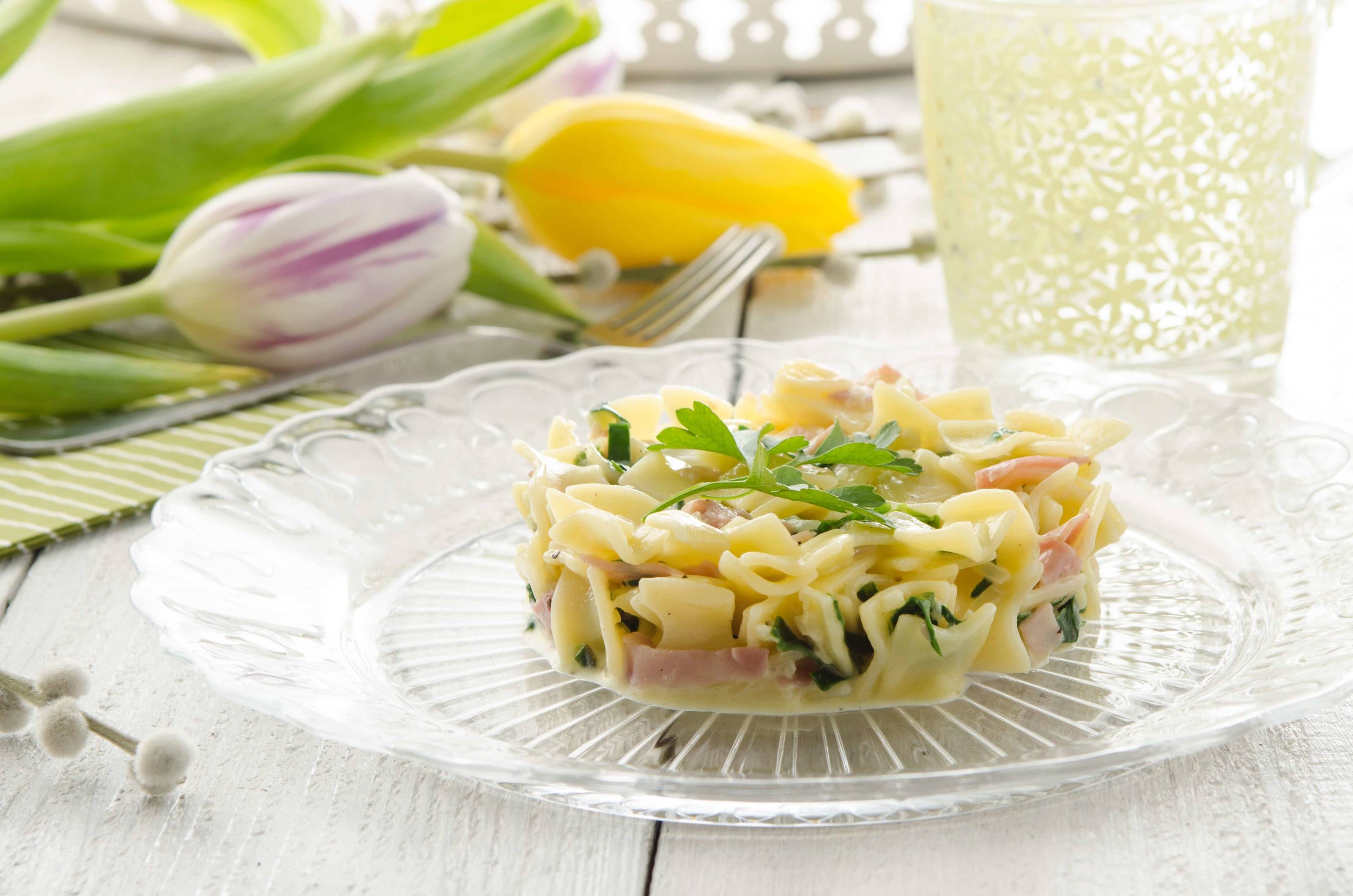 Schinkenfleckerl mit Bärlauch