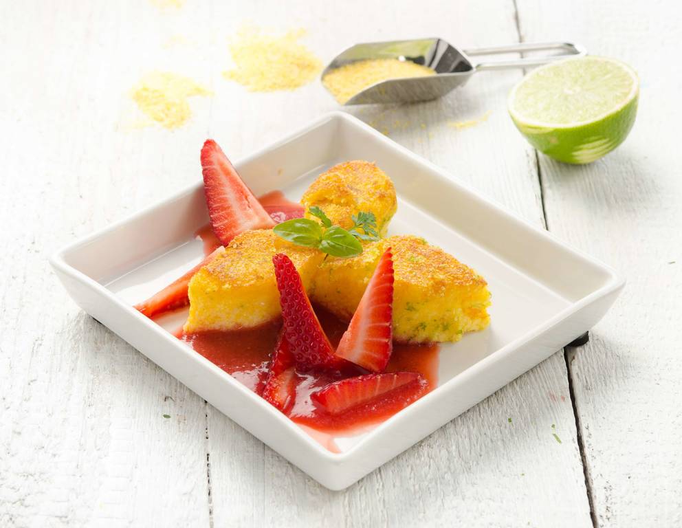 Limettenpolenta mit Erdbeerkompott Limettenpolenta mit Erdbeerkompott