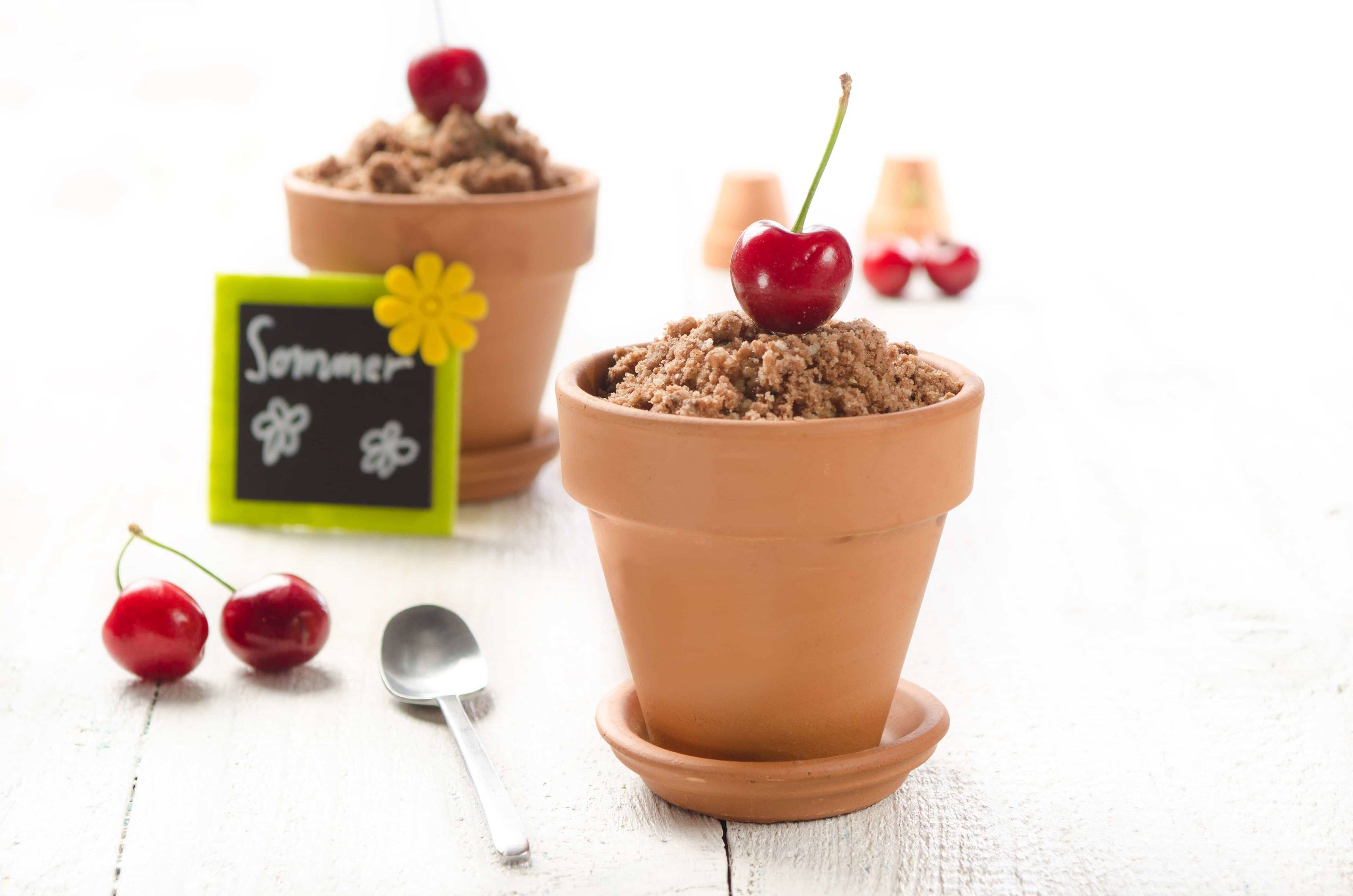 Schoko-Kirschkuchen im Blumentopf Rezept