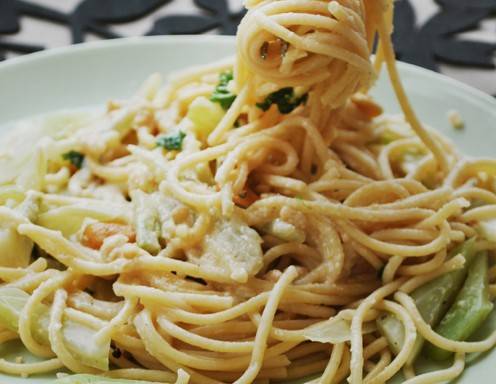 Fenchel mit Parmesancreme auf Nudelnest