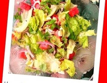 Wassermelonensalat mit Wasabinüssen Wassermelonensalat mit Wasabinüssen