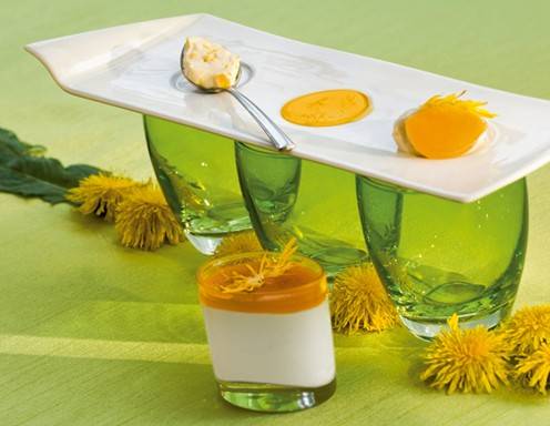 Löwenzahnblüten-Panna-cotta