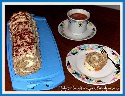 Mohnroulade mit Schokoladenfüllung