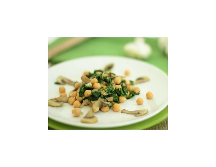 Kichererbsen mit Bärlauch und Champignons Kichererbsen mit Bärlauch und Champignons