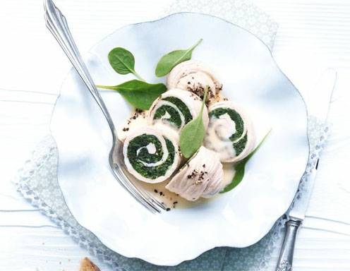 Putenrouladen mit Spinatfüllung