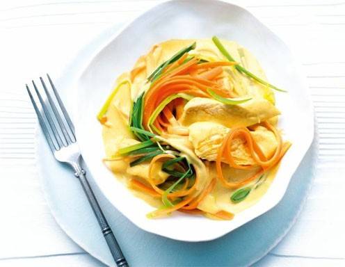 Putenfilet auf Gemüsebett