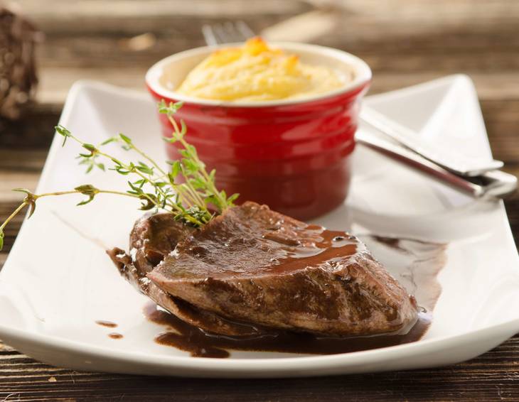 Fasanenbrust mit Sauerkrautauflauf Fasanenbrust mit Sauerkrautauflauf