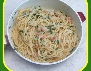 Spaghetti mit Rucola-Shrimpssauce Spaghetti mit Rucola-Shrimpssauce