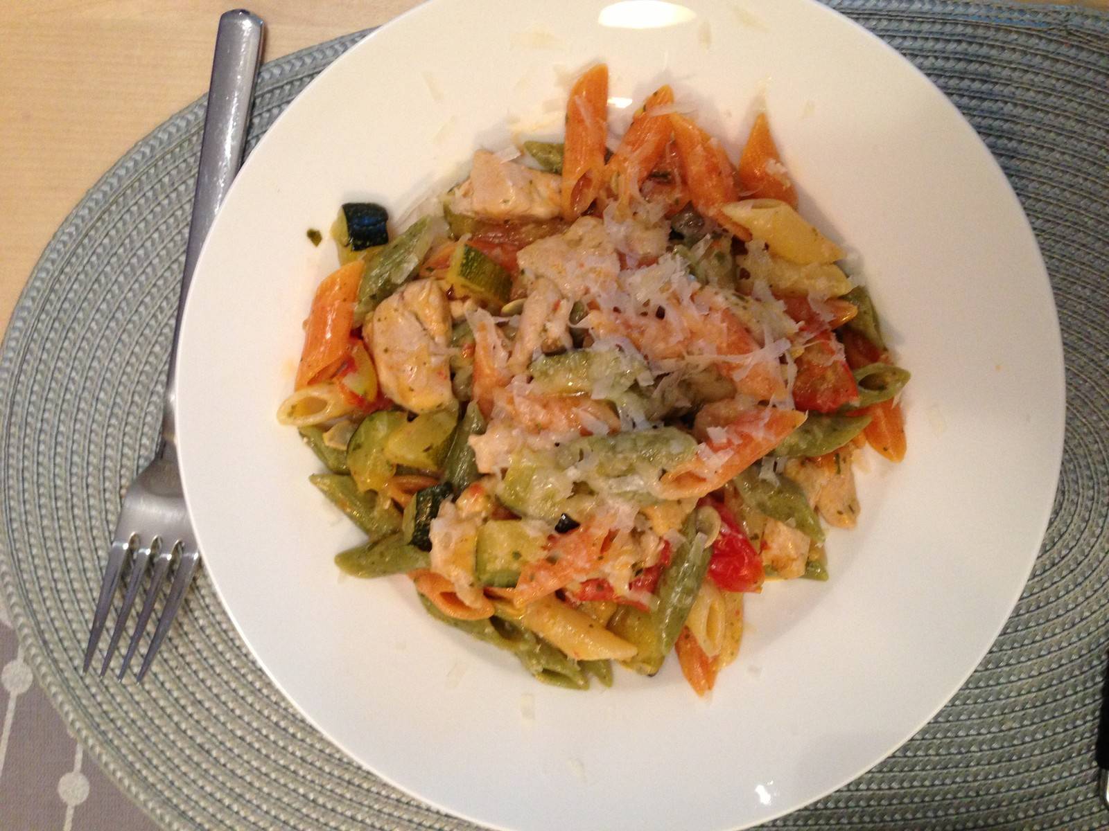 Penne mit Putenfleisch und Zucchini