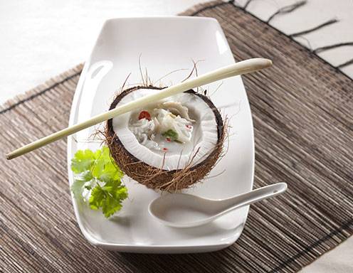 Kokossuppe mit Reis 