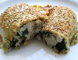 Blätterteigstrudel mit Parasolen und Spinat Blätterteigstrudel mit Parasolen und Spinat