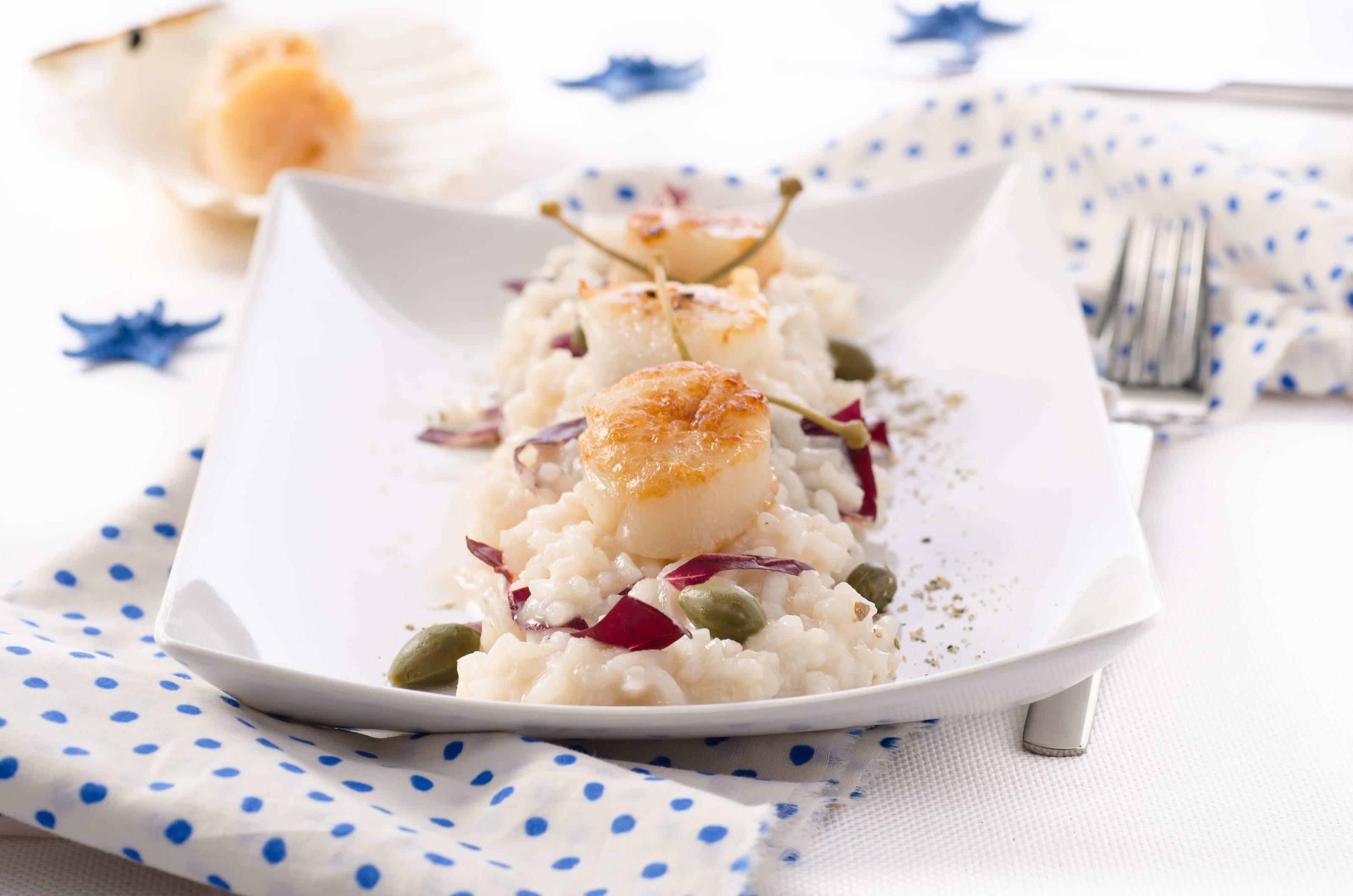 Rezept für Risotto mit Radicchio und Jakobsmuscheln