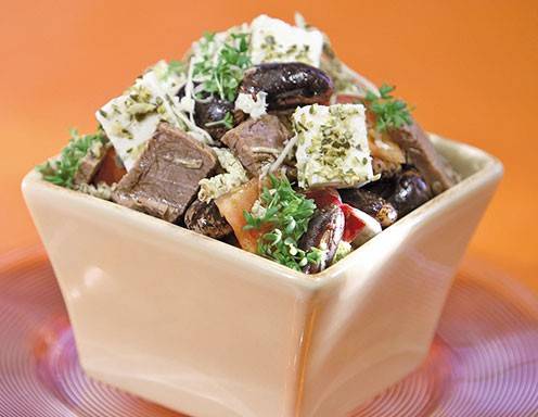 Käferbohnensalat mit Schafskäse