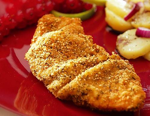 Kürbiskernschnitzel mit Erdäpfelsalat