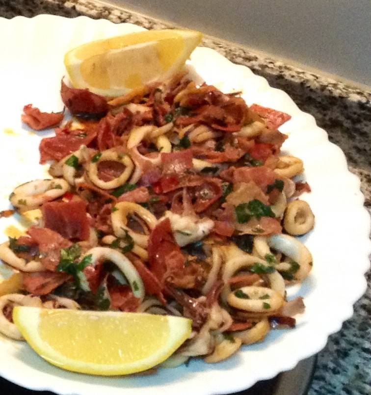 Calamari Ringe mit Schinken