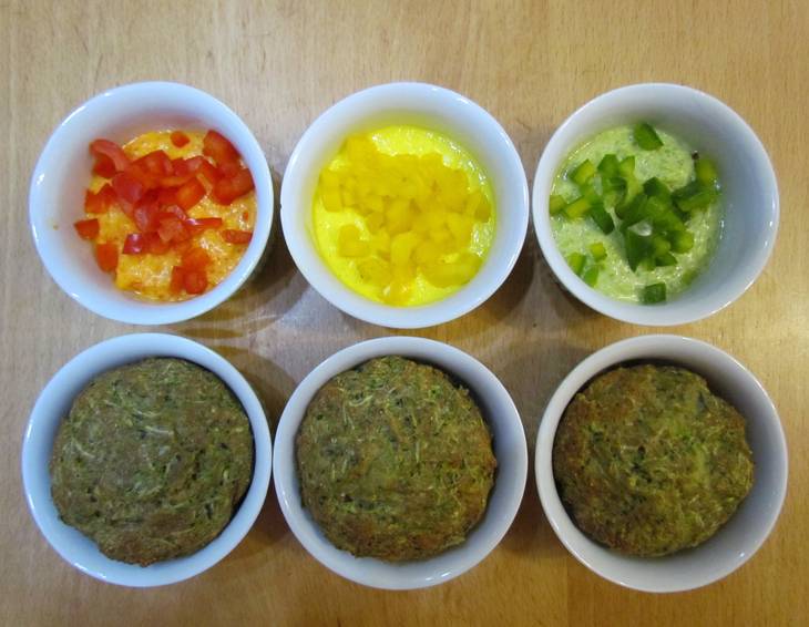 Zucchini-Muffins mit Paprika-Ampel