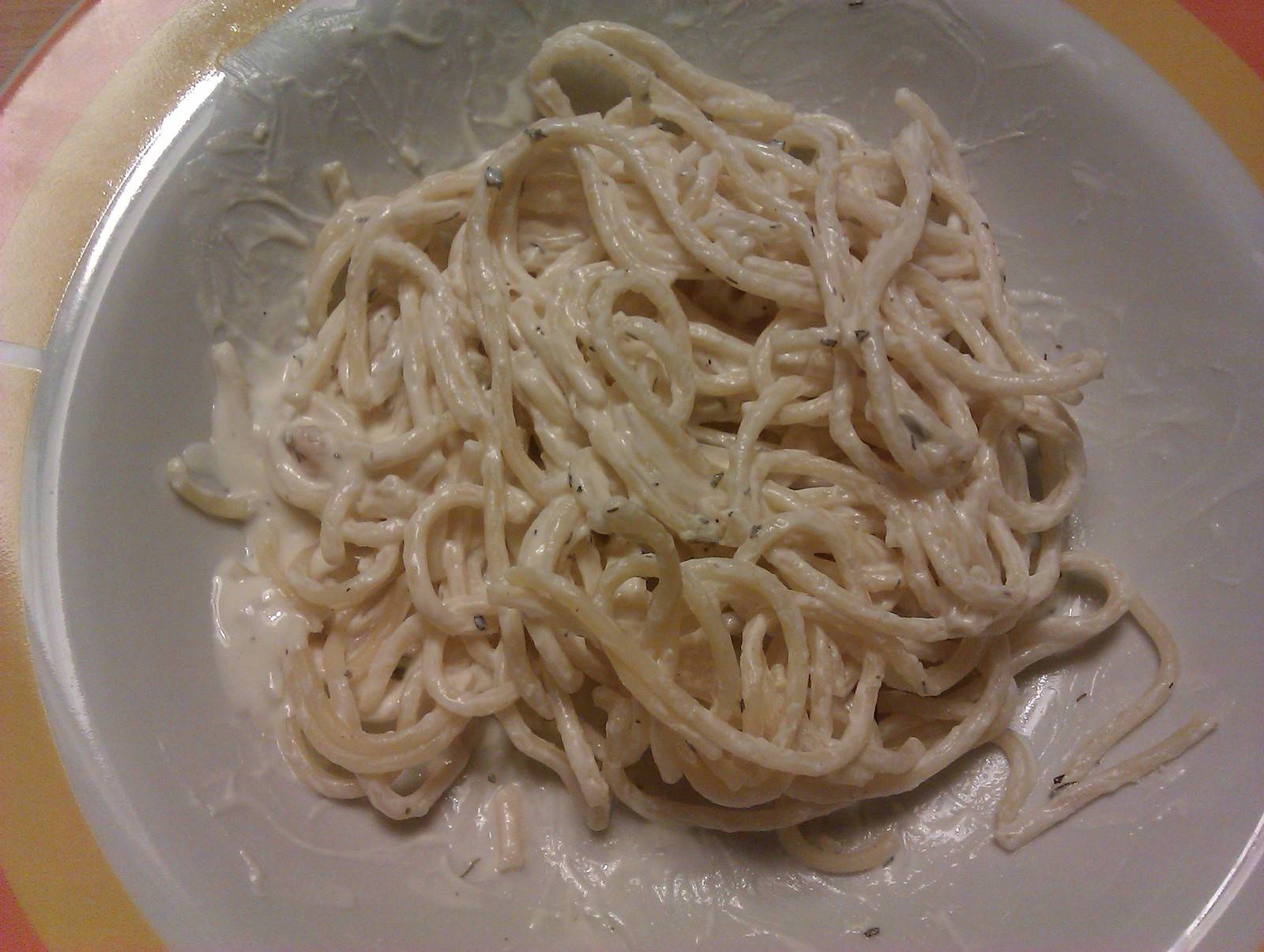 Spaghetti mit Rahmsoße