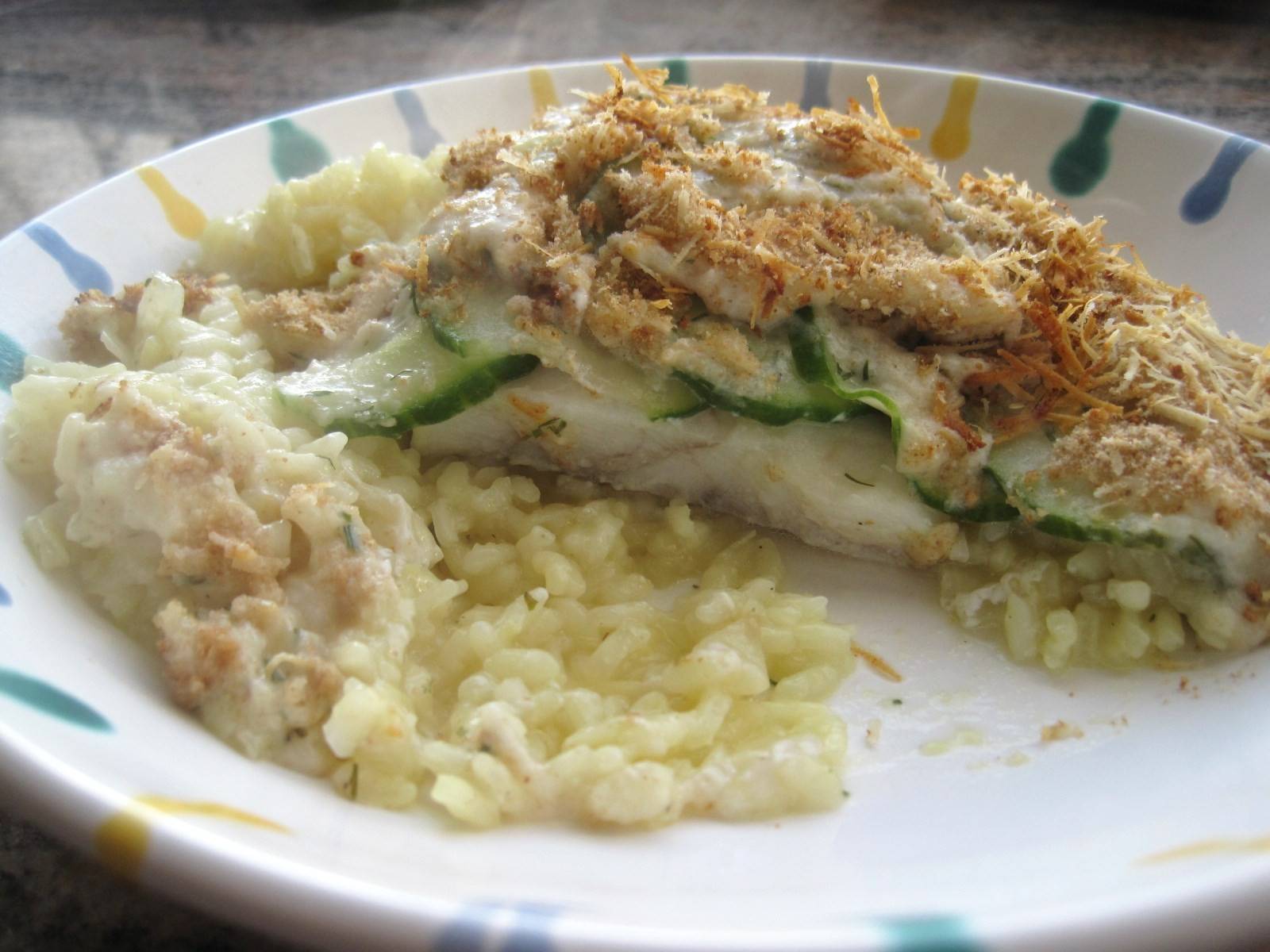 Fischgratin mit Gurken und Ingwerreis Rezept - ichkoche.at