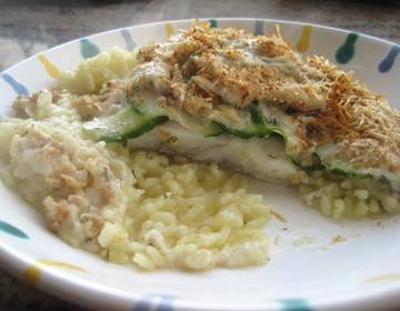 Fischgratin mit Gurken und Ingwerreis Fischgratin mit Gurken und Ingwerreis