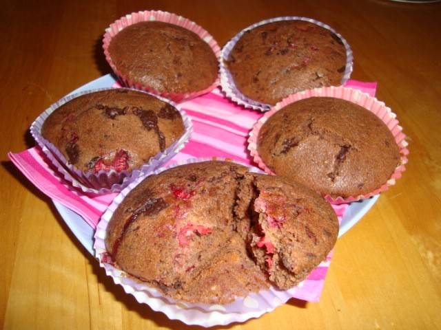 Schoko-Himbeer-Muffins  Rezept