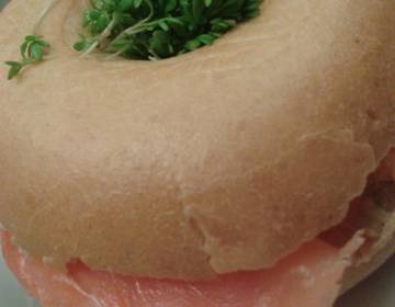 Frischkäse-Lachs-Bagel mit Kresse Frischkäse-Lachs-Bagel mit Kresse