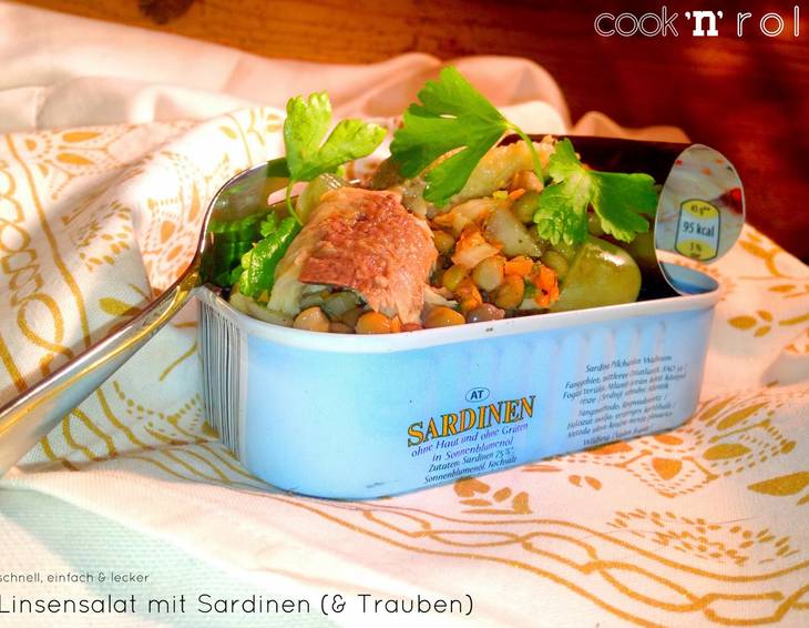 Linsensalat mit Sardinen & Trauben