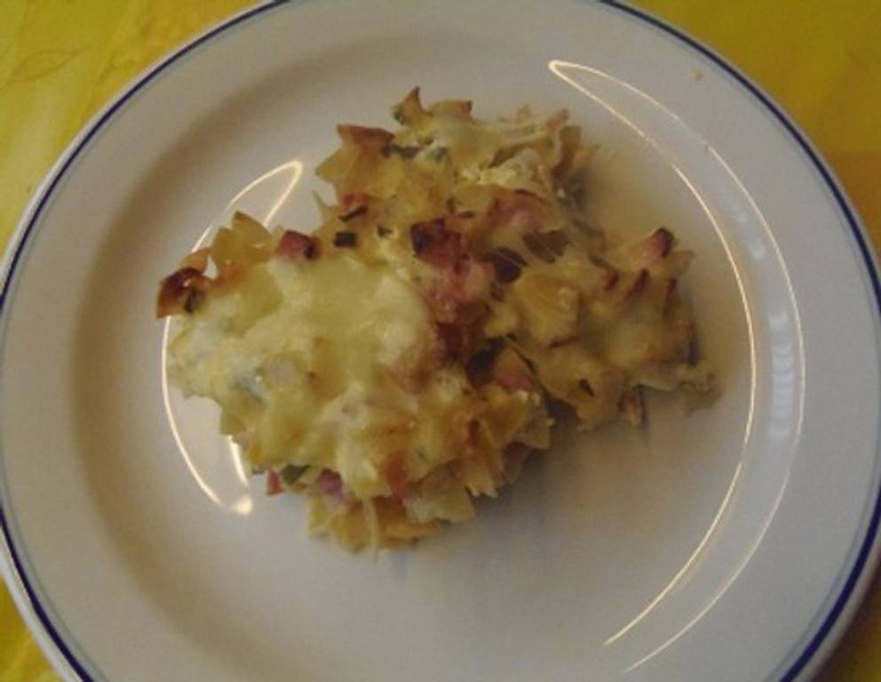 Schlanke überbackene Schinkenfleckerl Schlanke überbackene Schinkenfleckerl