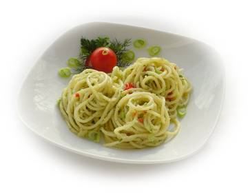 Spaghetti mit Knoblauch-Petersilien-Pesto