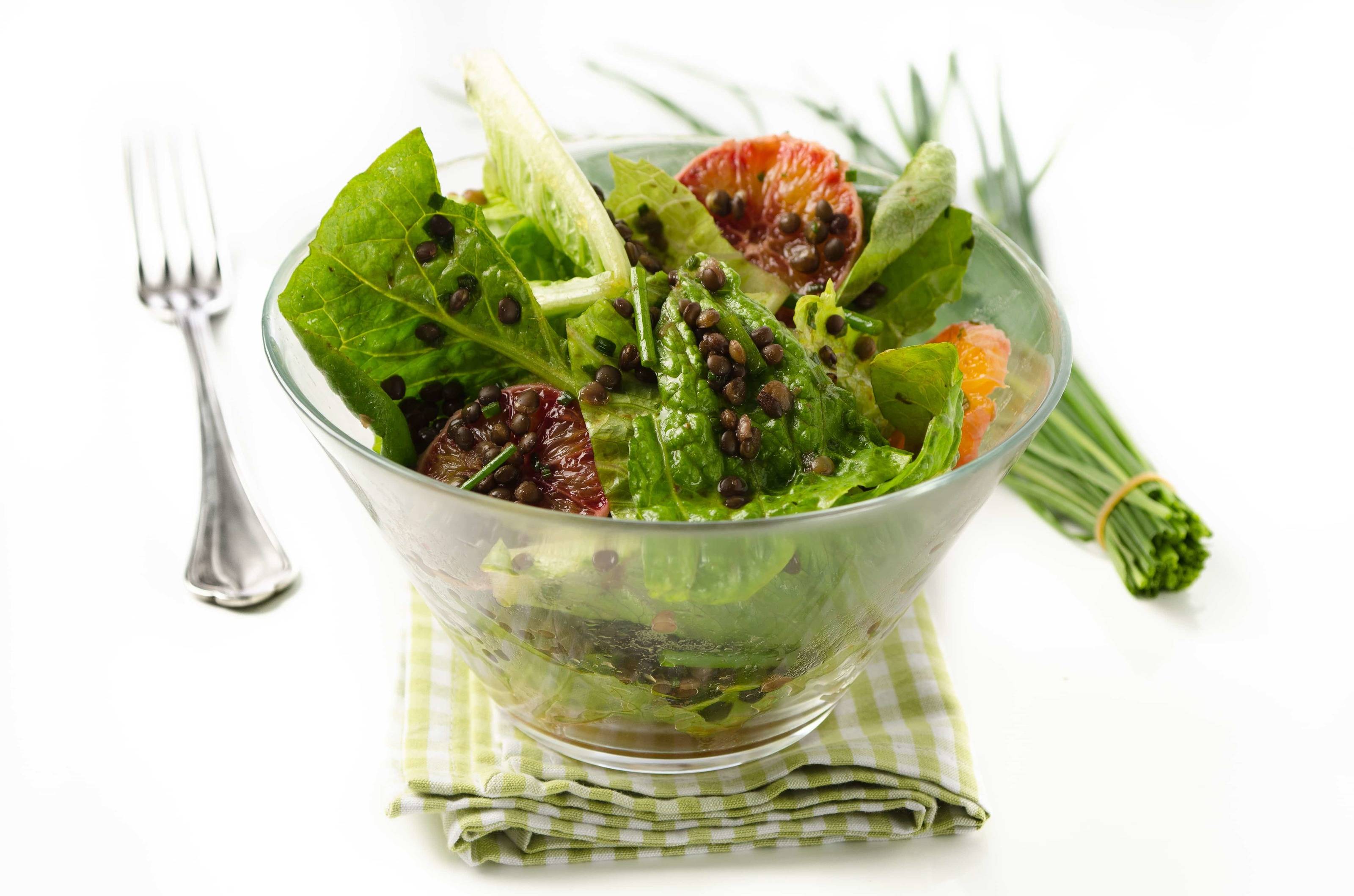Rezept für Blutorangen-Beluga Linsen-Salat