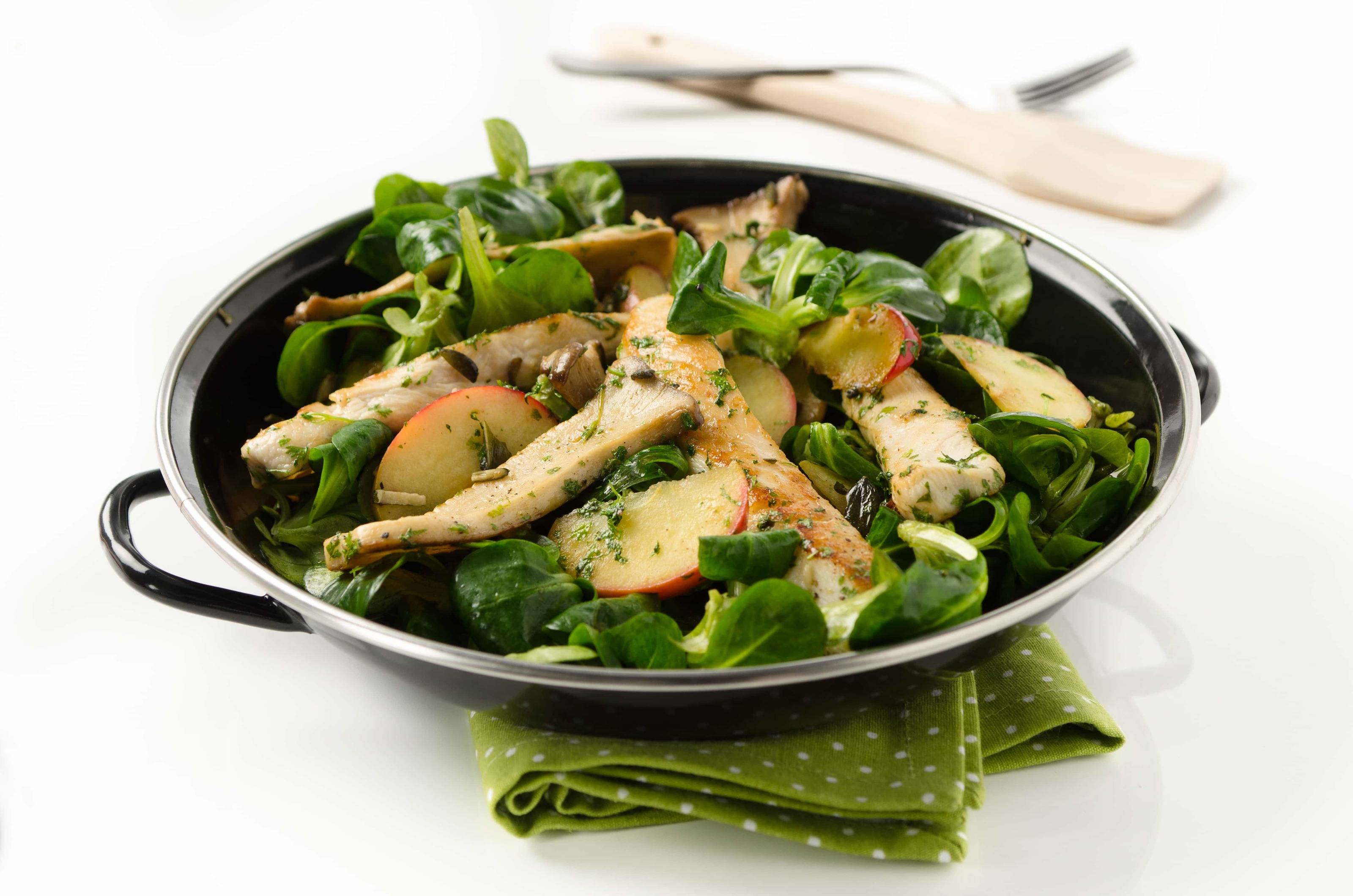 Hühnerstreifen-Salat mit Kräuterseitlingen