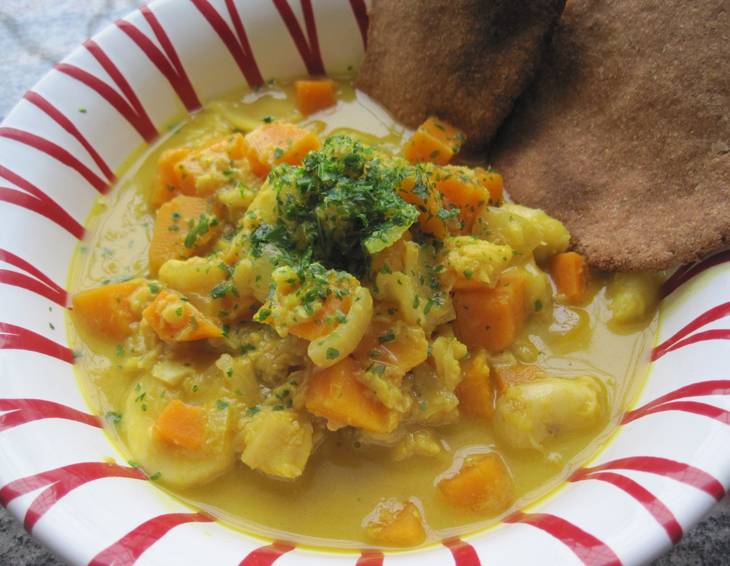 Fischcurry mit Süßkartoffeln