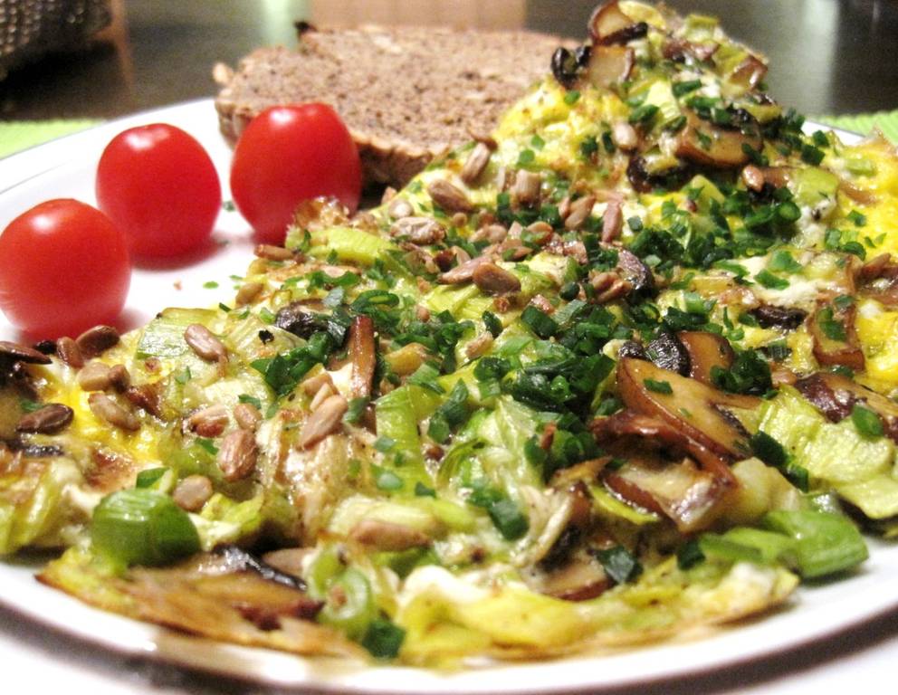Frittata mit Lauch und Champignons Frittata mit Lauch und Champignons