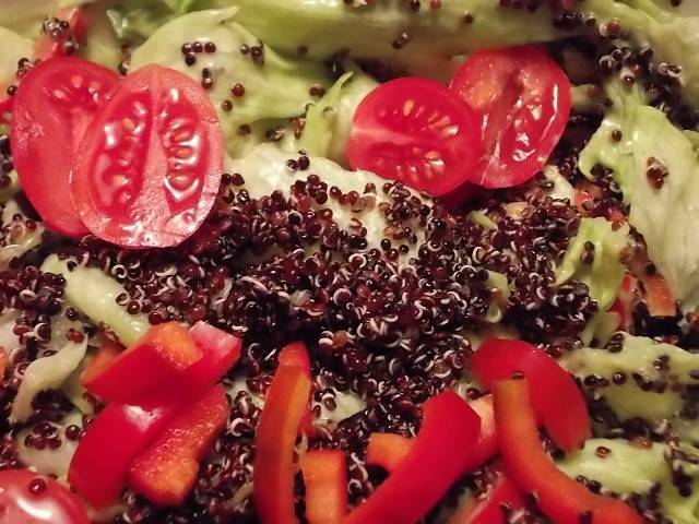 Salat mit Quinoa und Avocado-Dressing