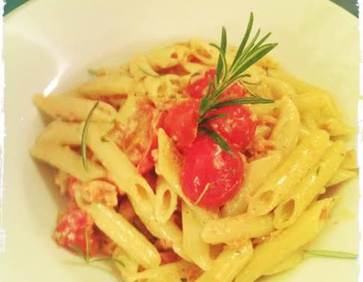 Penne Rigate mit Lachs und Wodka