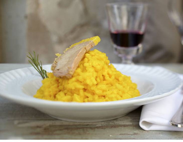 Safran-Risotto mit Pastete