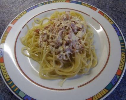 Spaghetti mit Schinkensauce