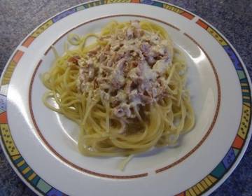 Spaghetti mit Schinkensauce