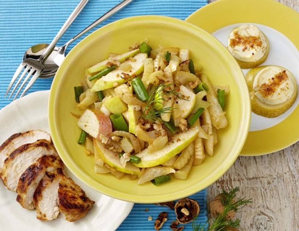 Fenchel-Birnen-Salat mit Huhn und Ziegenkäse Rezept - ichkoche