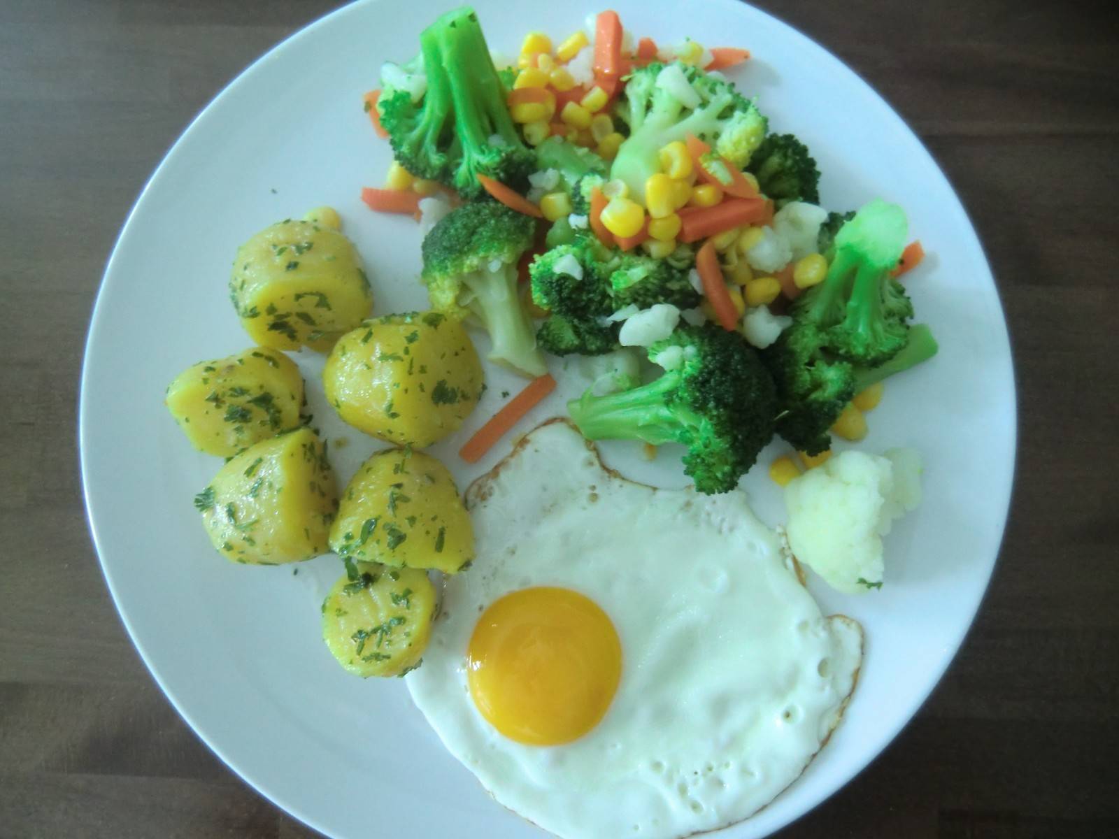 Gemüseplatte mit Spiegelei und Kartoffel Rezept - ichkoche.de