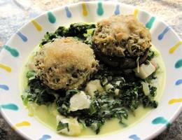 Gefüllte Champignons mit Mangold-Pak Choi-Gemüse