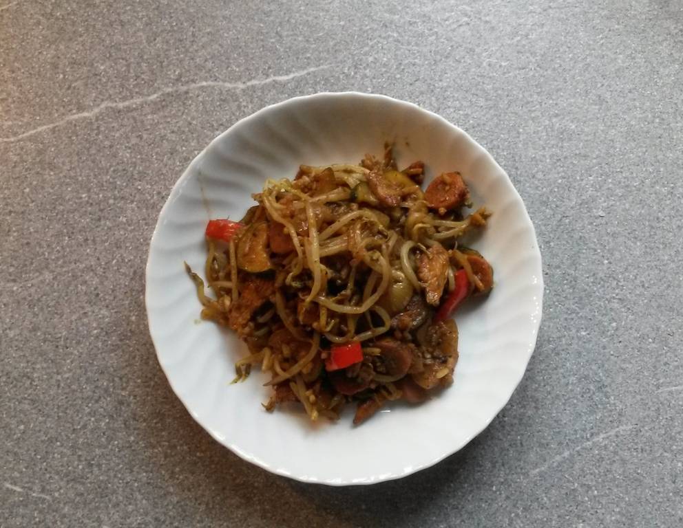 Gebratener Reis mit Sojasprossen Gebratener Reis mit Sojasprossen