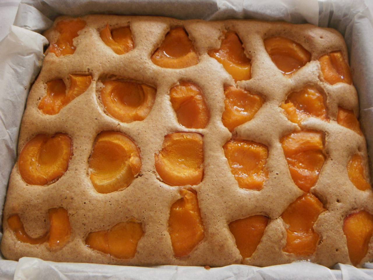 Marillenkuchen aus Dinkelvollkornmehl und Braunhirse