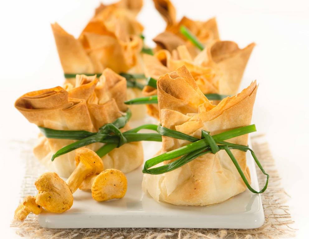 Erdäpfelsäckchen mit Pilz-Cranberry-Fülle Erdäpfelsäckchen mit Pilz-Cranberry-Fülle