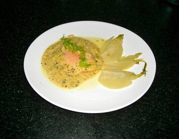 Lachsforellenfilet an Sesam-Obers-Soße Lachsforellenfilet an Sesam-Obers-Soße