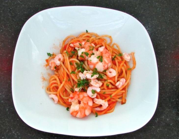 Spaghetti Alla Busara - Spaghetti mit Garnelen