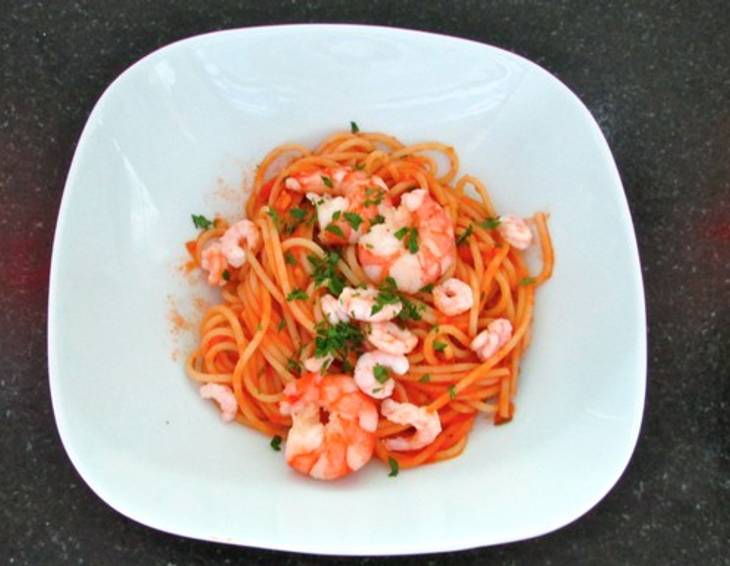 Spaghetti mit Garnelen Spaghetti mit Garnelen