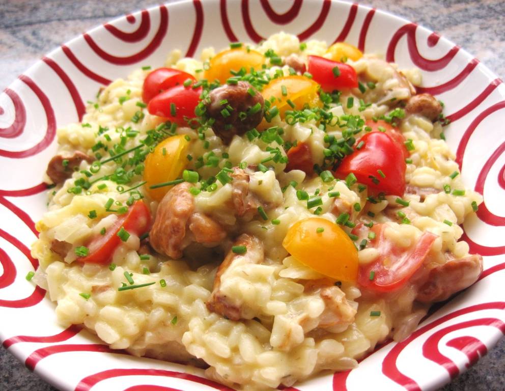 Risotto mit Eierschwammerl und Tomaten Risotto mit Eierschwammerl und Tomaten