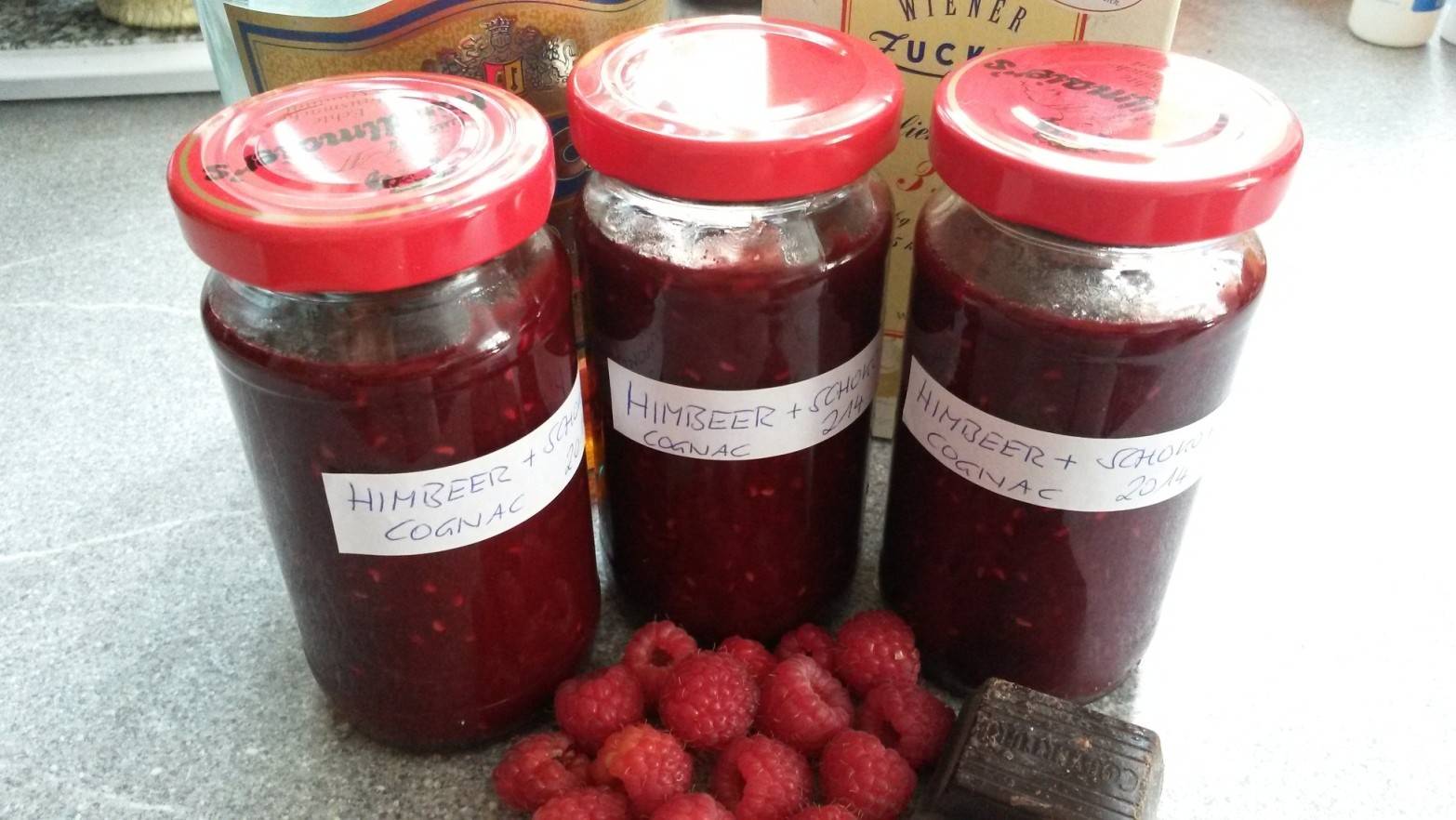Himbeermarmelade mit Schokolade